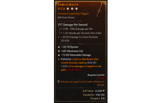 Legendary Dagger[*75 DMG_Vulnerable | *182 WP | *685 Life]