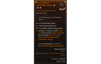 Legendary Amulet[Rogue | *3 WeaponMastery | *34.5 MS | *75 SR]