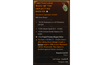 Legendary Amulet[Rogue | *3 FrigidFinesse | 8 Crit | 9.8 ATKSPD]