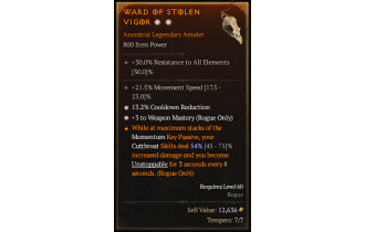 Legendary Amulet[Rogue | *3 WeaponMastery | *13.2 CDR | 21.5 MS]