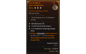 Legendary Amulet[Rogue | *3 AlchemicalAdvantage | *12 Crit]