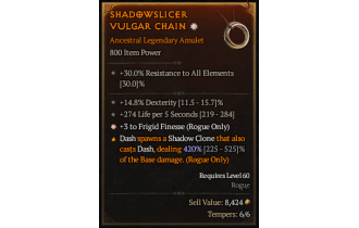 Legendary Amulet[Rogue | *3 FrigidFinesse | 14.8% DEX]