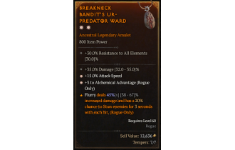 Legendary Amulet[Rogue | *3 AlchemicalAdvantage | *15 ATKSPD | 35 DMG]