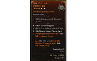 Legendary Amulet[Rogue | *3 WeaponMastery | *34.5 MS | 46 CR]