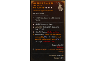 Legendary Amulet[Barbarian | *3 PitFighter | *34.5 MS]