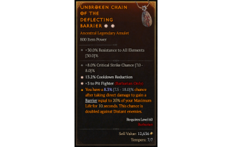 Legendary Amulet[Barbarian | *3 PitFighter | *13.2 CDR | 8 Crit]