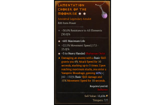 Legendary Amulet[Barbarian | *3 HeavyHanded | 22.5 MS]