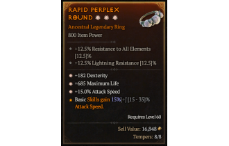 Legendary Ring[*15 ATKSPD | *182 DEX | *685 Life]