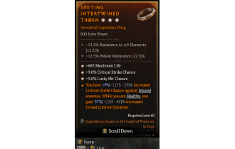 Legendary Ring[*9 Crit | *685 Life | *9 LHC]