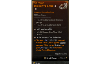 Legendary Ring[*685 Life | *10.5 RCR | 61 DMG_DoT]