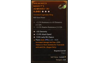 Legendary Ring[*15 ATKSPD | *182 DEX | *9 LHC]