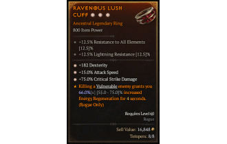 Legendary Ring[*15 ATKSPD | *182 DEX | *75 DMG_Crit]