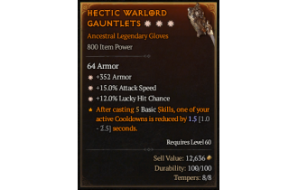 Legendary Gloves[*15 ATKSPD | *12 LHC | *352 Armor]