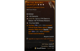 Legendary Gloves[*3 CoreSkills | *68.7 LH:Res | *182 DEX]