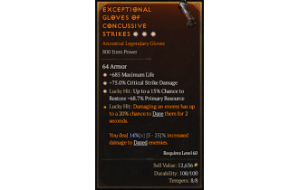 Legendary Gloves[*68.7 LH:Res | *75 DMG_Crit | *685 Life]