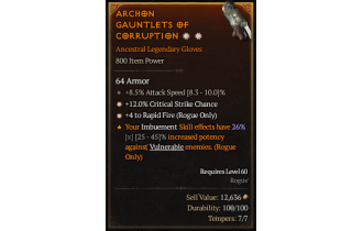 Legendary Gloves[RapidFire | *4 RapidFire | *12 Crit | 8.5 ATKSPD]