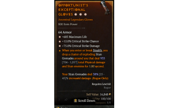 Legendary Gloves[*12 Crit | *75 DMG_Crit | *685 Life]