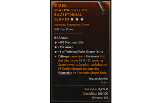 Legendary Gloves[*352 Armor | *685 Life]