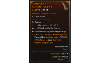 Legendary Gloves[PenetratingShot | *4 PenetratingShot | *12 Crit | 114 DEX]