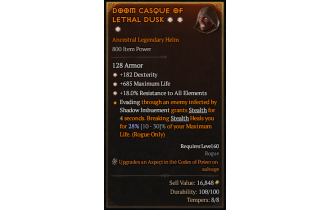 Legendary Helm[*18 ResistAll | *182 DEX | *685 Life]