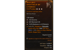 Legendary Helm[*18 ResistAll | *182 DEX | *685 Life]