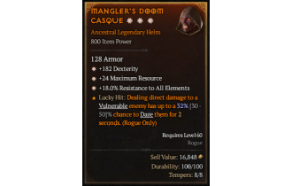 Legendary Helm[*18 ResistAll | *24 MR | *182 DEX]