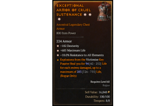 Legendary Chest Armor[*18 ResistAll | *182 DEX | *685 Life]