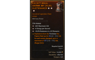 Legendary Chest Armor[*18 ResistAll | *6 ENpS | *685 Life]