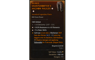 Legendary Pants[*3 BasicSkills | *18 ResistAll | 110 DEX]