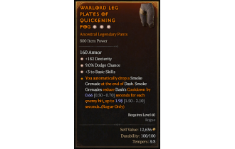 Legendary Pants[*3 BasicSkills | *9 Dodge | *182 DEX]