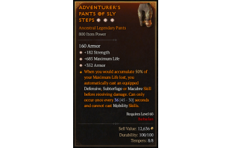 Legendary Pants[*352 Armor | *182 STR | *685 Life]