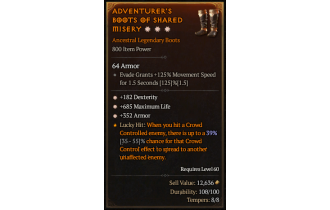 Legendary Boots[*352 Armor | *182 DEX | *685 Life]