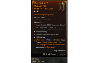 Legendary Boots[*352 Armor | *182 DEX | 444 Life]