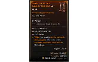 Legendary Boots[*352 Armor | *182 DEX | *685 Life]