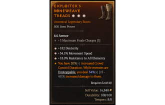 Legendary Boots[*34.5 MS | *18 ResistAll | *182 DEX]