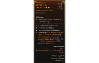 Legendary Boots[*34.5 MS | *18 ResistAll | 437 Life]