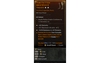 Legendary Boots[*18 ResistAll | *182 DEX | 431 Life]