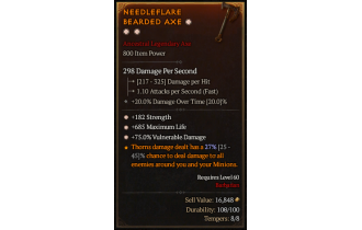 Legendary One-Handed Axe[*75 DMG_Vulnerable | *182 STR | *685 Life]