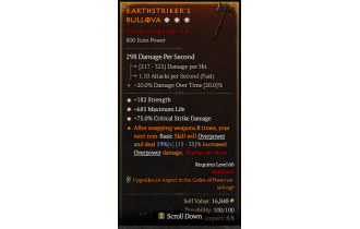 Legendary One-Handed Axe[*75 DMG_Crit | *182 STR | *685 Life]