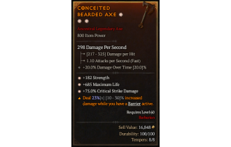 Legendary One-Handed Axe[*75 DMG_Crit | *182 STR | *685 Life]