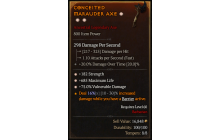 Legendary One-Handed Axe[*75 DMG_Vulnerable | *182 STR | *685 Life]