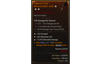 Legendary One-Handed Axe[*75 DMG_Vulnerable | *182 STR | *685 Life]