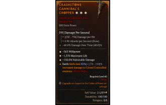 Legendary Two-Handed Axe[*150 DMG_Vulnerable | *363 WP | *1370 Life]