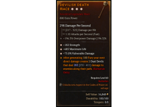 Legendary One-Handed Mace[*75 DMG_Vulnerable | *182 STR | *685 Life]