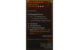 Legendary One-Handed Mace[*75 DMG_Vulnerable | *182 STR | *685 Life]