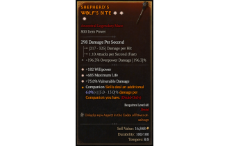 Legendary One-Handed Mace[*75 DMG_Vulnerable | *182 WP | *685 Life]