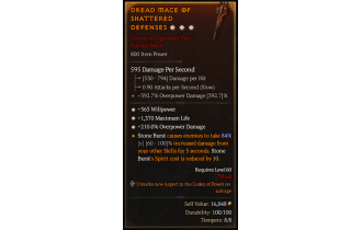 Legendary Two-Handed Mace[*210 DMG_Overpower | *363 WP | *1370 Life]