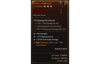 Legendary Two-Handed Mace[*150 DMG_Vulnerable | *363 STR | *1370 Life]