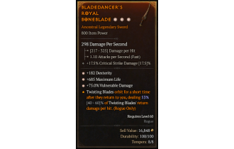 Legendary One-Handed Sword[*75 DMG_Vulnerable | *182 DEX | *685 Life]