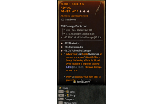 Legendary One-Handed Sword[*75 DMG_Vulnerable | *182 DEX | *685 Life]